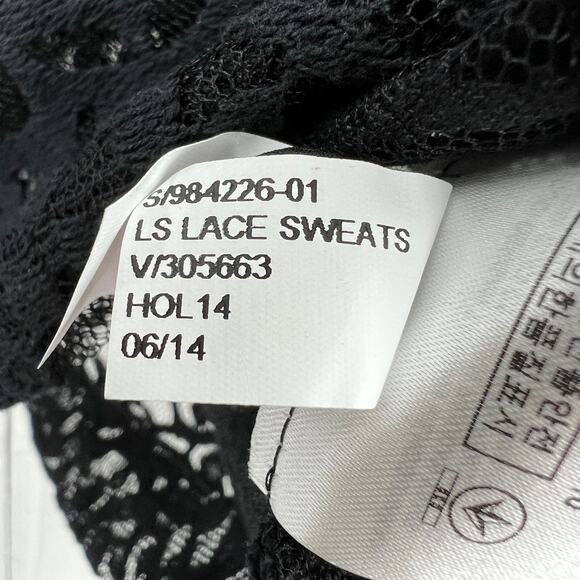 Banana Republic XS Petite NWT Black Scallop Lace Long Sleeve Sweats Blouse Top - Picture 11 of 11